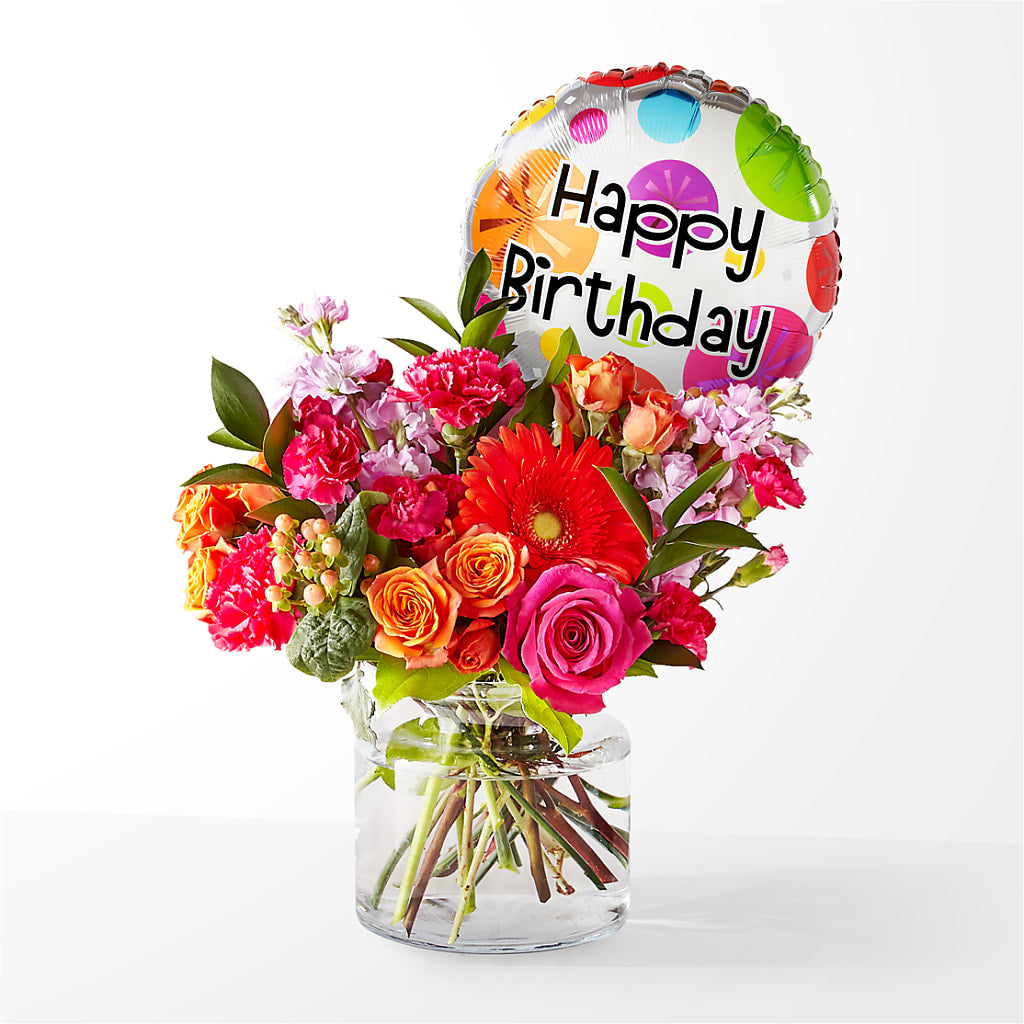 Fiesta Bouquet with Birthday Balloon – THE FLOWER PATCH & GIFT SHOPPE, Lehighton PA