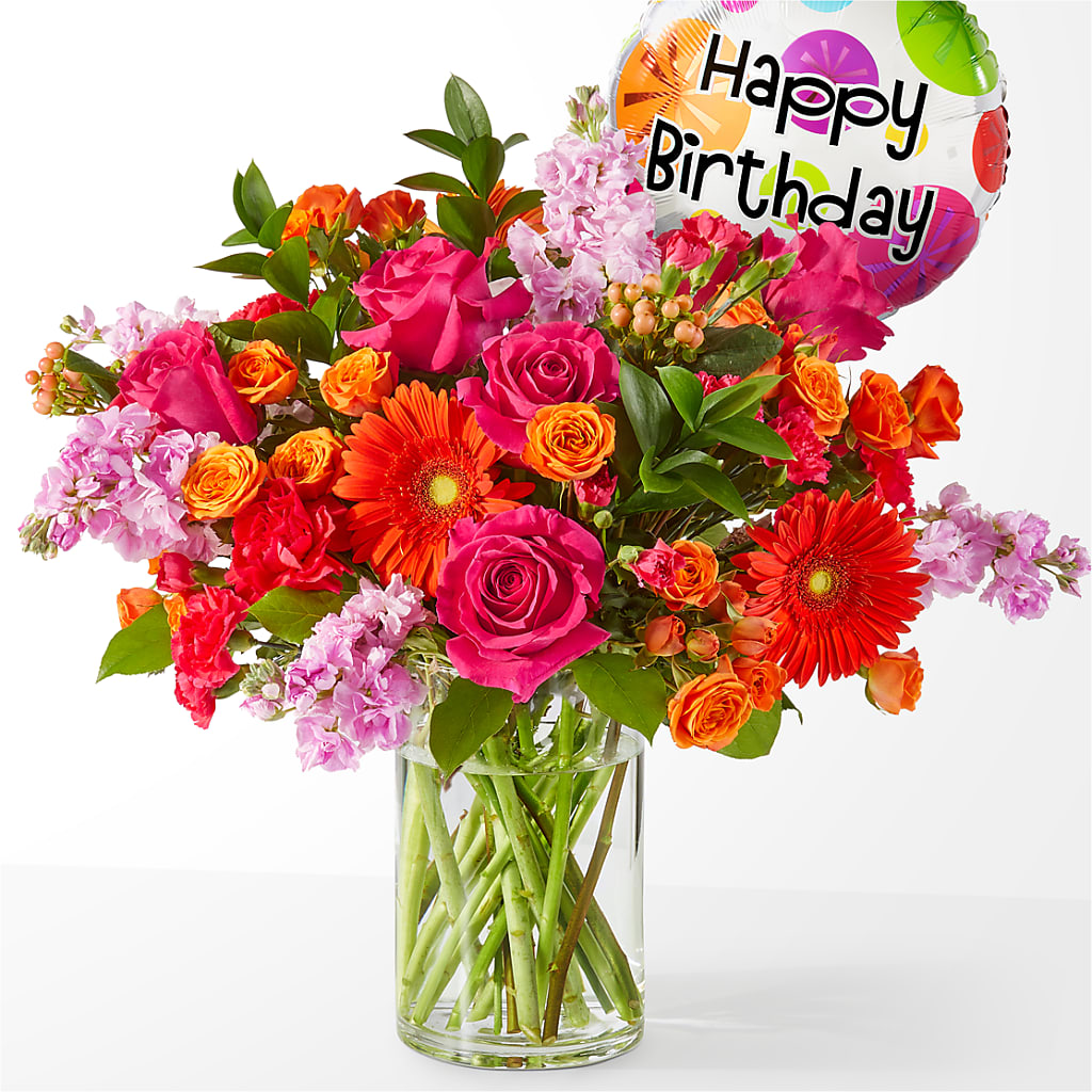 Fiesta Bouquet with Birthday Balloon – THE FLOWER PATCH & GIFT SHOPPE, Lehighton PA