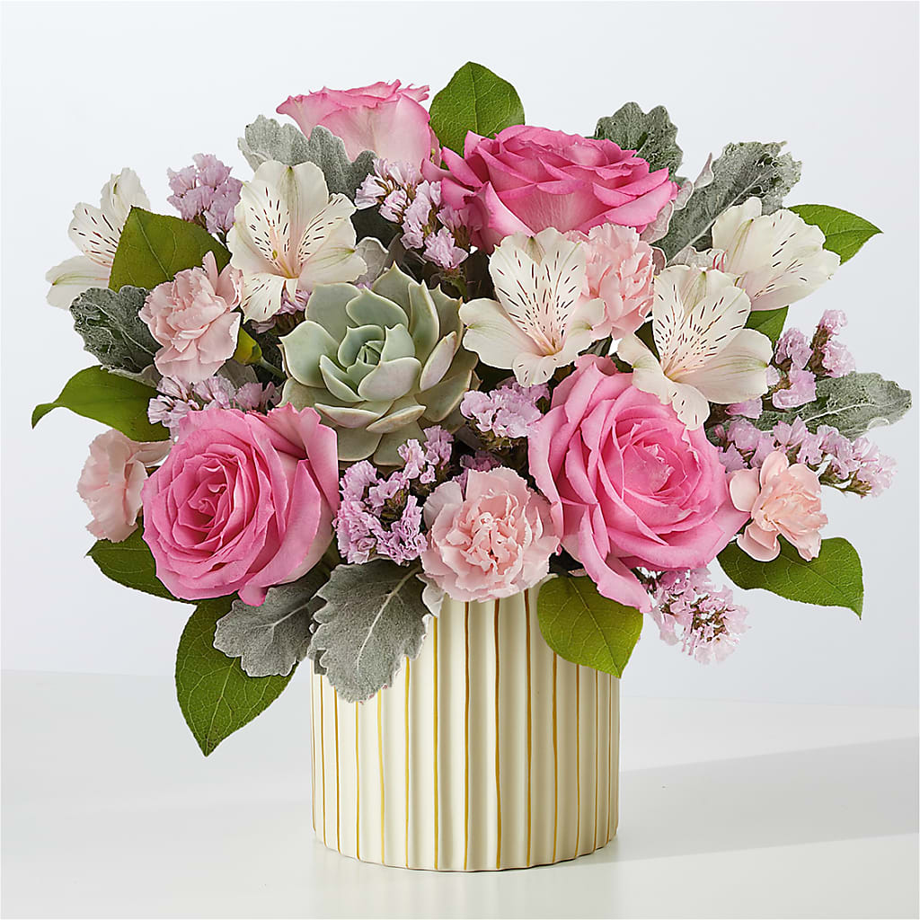Dusty Rose Bouquet with Ivory Vase – THE FLOWER PATCH & GIFT SHOPPE, Lehighton PA